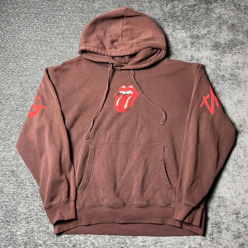 Unbranded Men's Brown and Burgundy Hoodie
